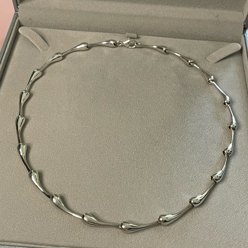 Borsheims Sterling Silver Solid Teardrop Necklace… - image 1